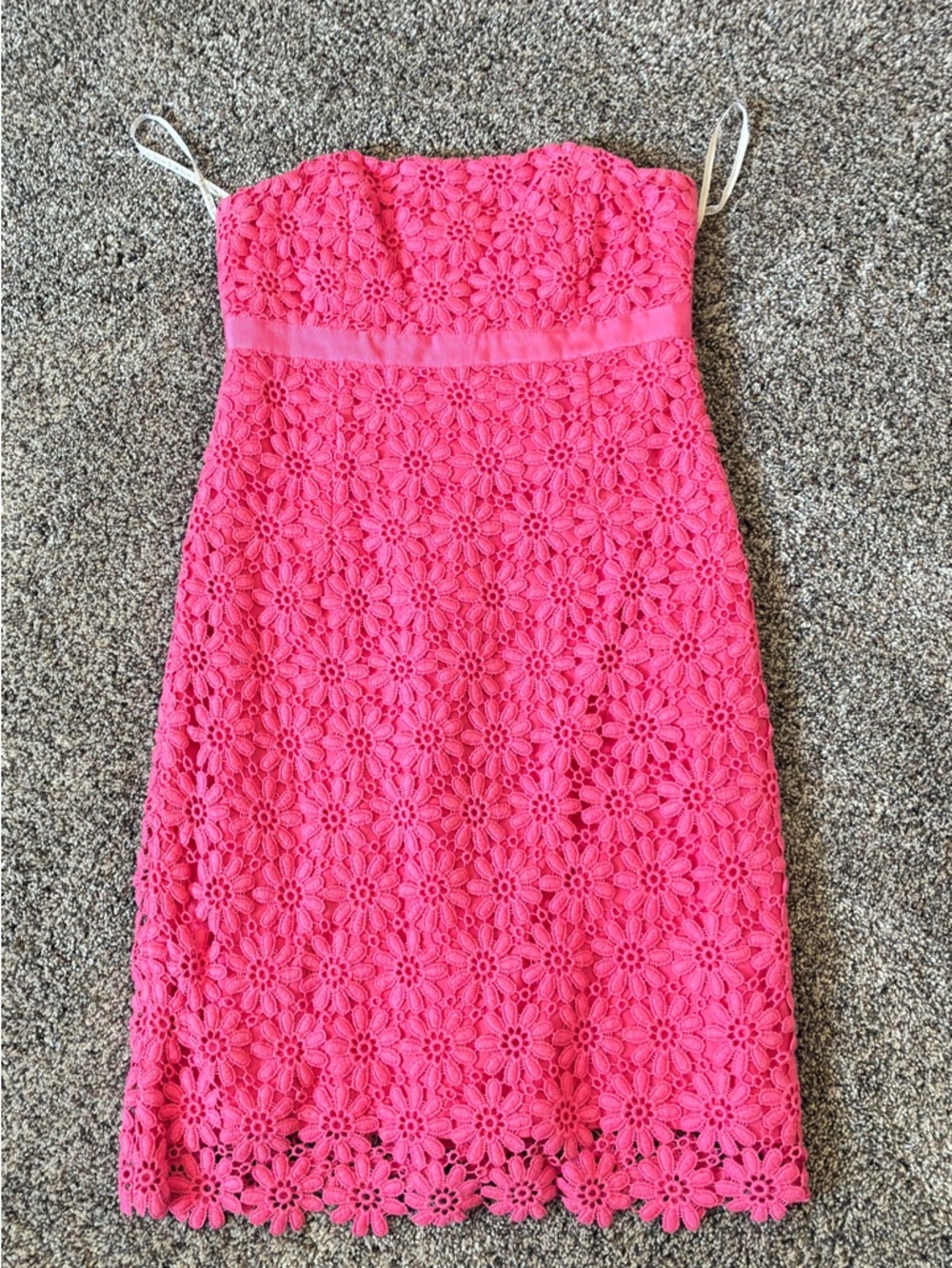 Lilly Pulitzer Strapless Dress Dark Pink Lined Dress Cotton